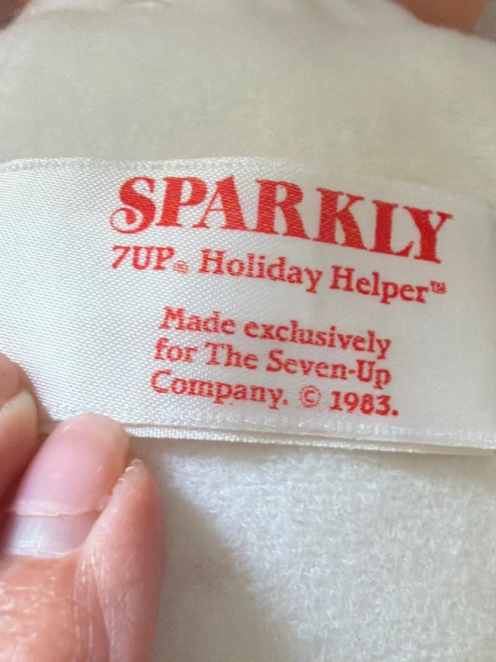 1983 Rare Vintage 7 UP Sparkly Plush Elf 18” Holiday Helper Doll